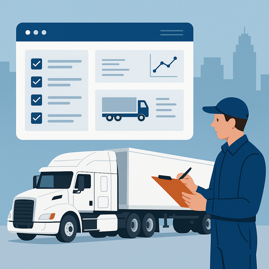 Fleet manager using PTI4YOU for DOT-compliant pre-trip inspections and DVIR management