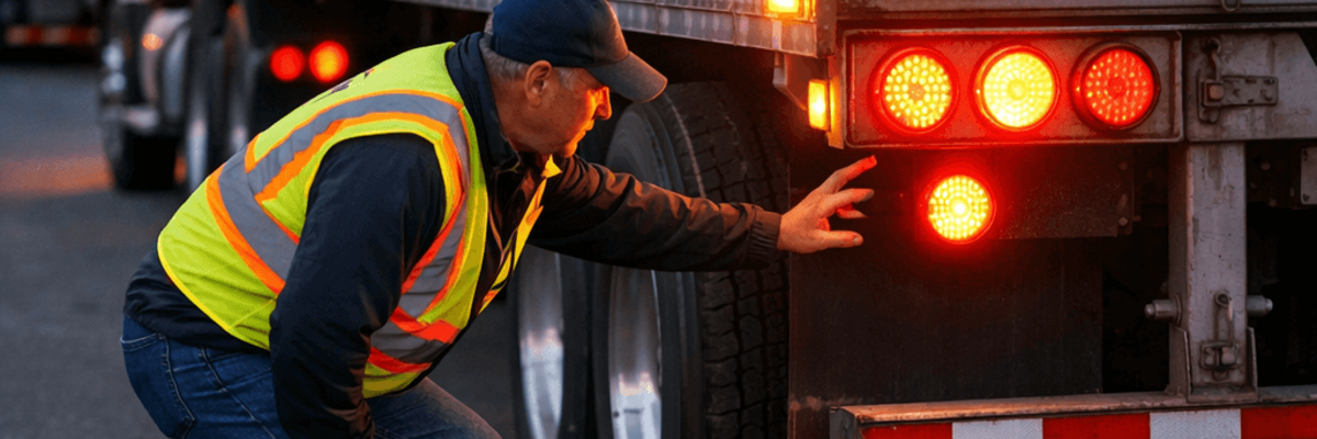 Truck safety check before starting a route (pre-trip inspection)