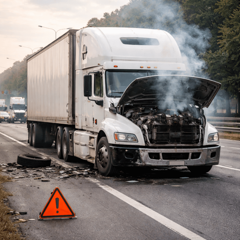 Truck accident scene illustrating risks of vehicle defects