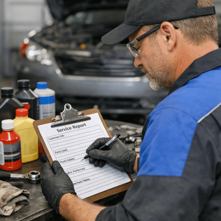 Vehicle service logging and maintenance record tracking