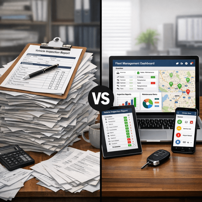 Comparison of paper inspection forms versus digital fleet management system