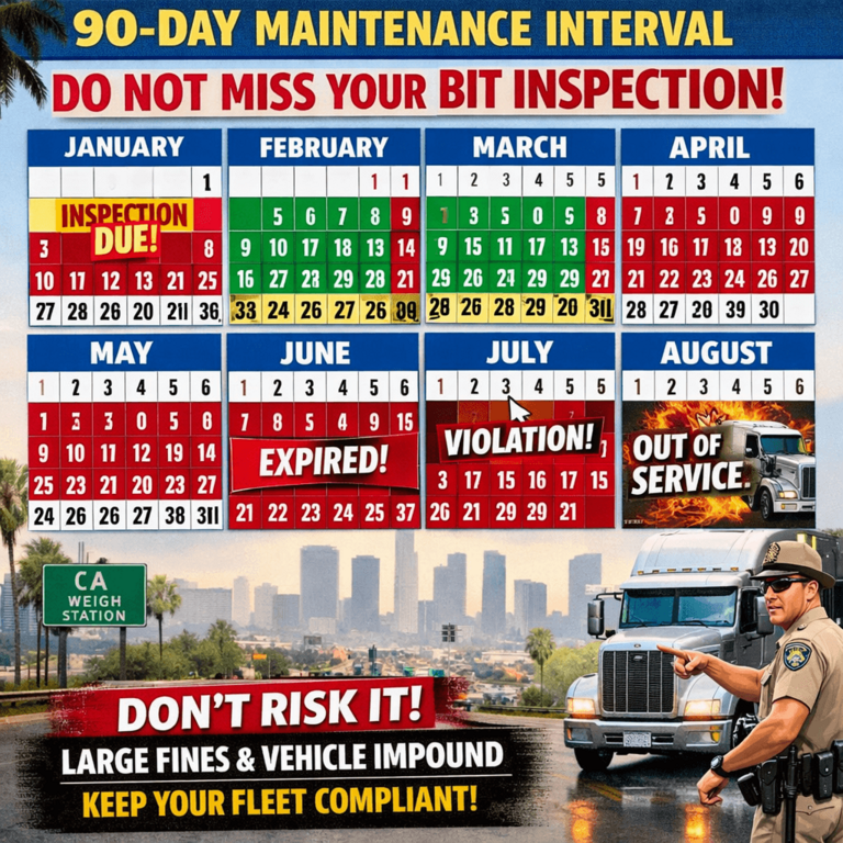 90-day maintenance interval calendar highlighting the danger of missing a BIT inspection