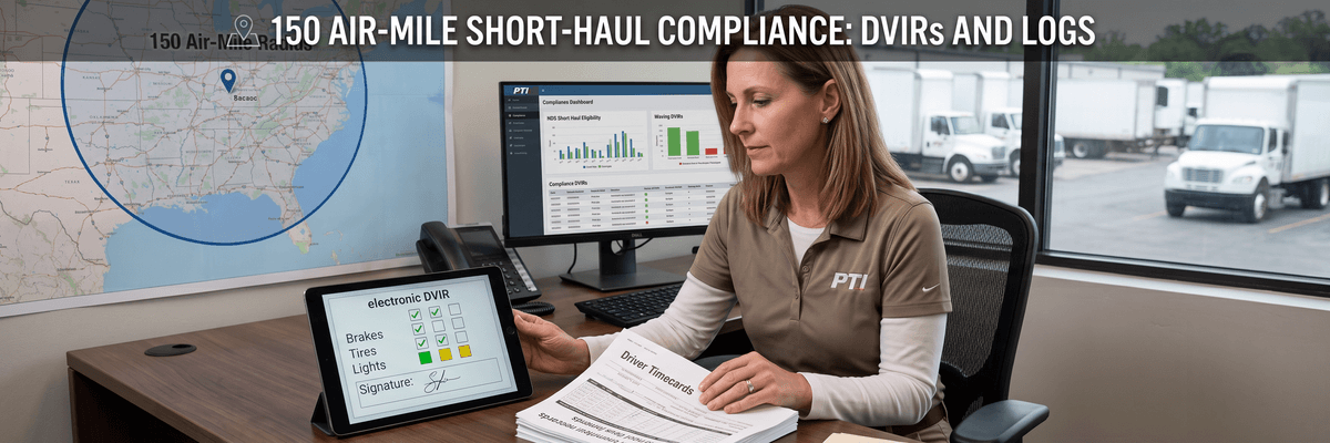 Local fleet manager reviewing short-haul exemption records and electronic DVIR documentation
